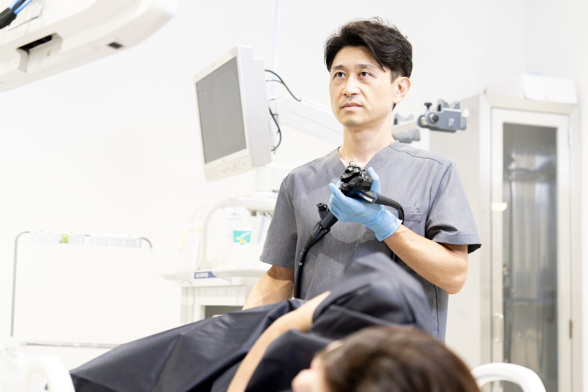 苦痛の少ない大腸カメラ検査の様子